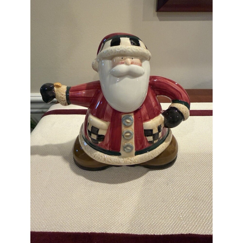 VTG Hand-painted Short & Stout Santa Claus Teapot by Debbie Mumm for Sakura